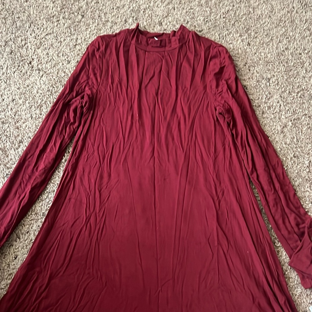 Long sleeve red turtle neck dress